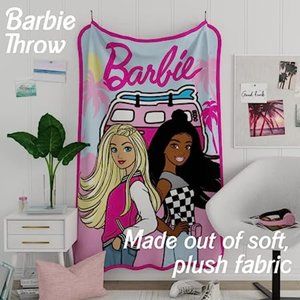 Franco Kids Bedding Super Soft Micro Raschel Throw, 46 in x 60 in, Barbie